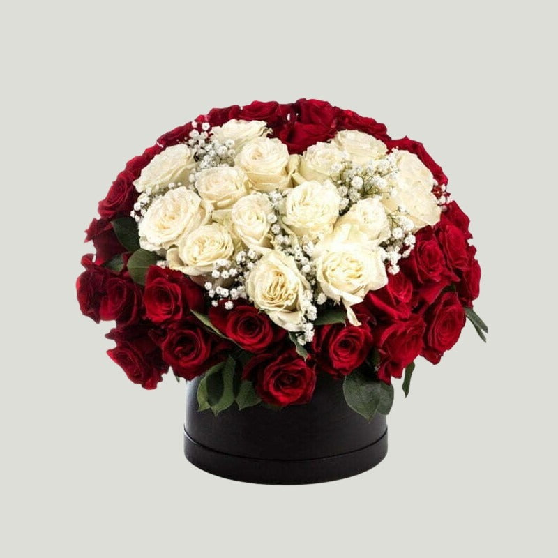 WHITE AND RED ROSE BOUQUET