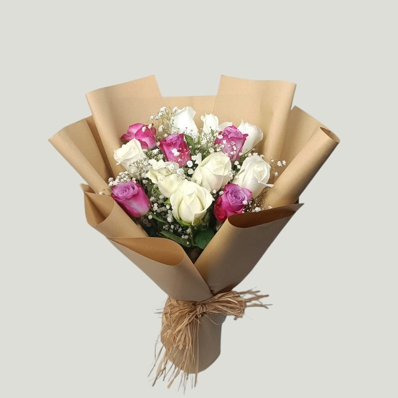 PINK WHITE MIX ROSE BOUQUET