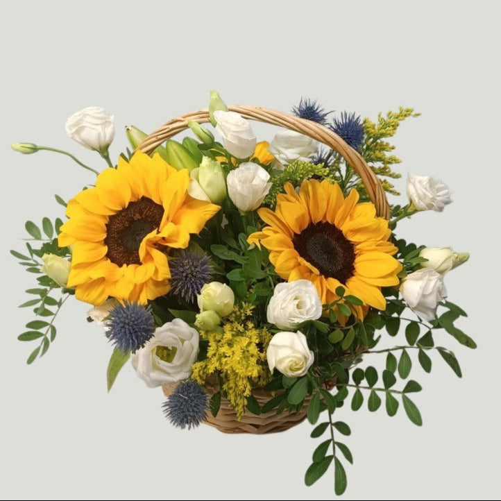 Roses And Sunflower Basket