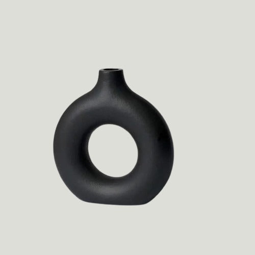 BLACK DONUT FLOWER VASE