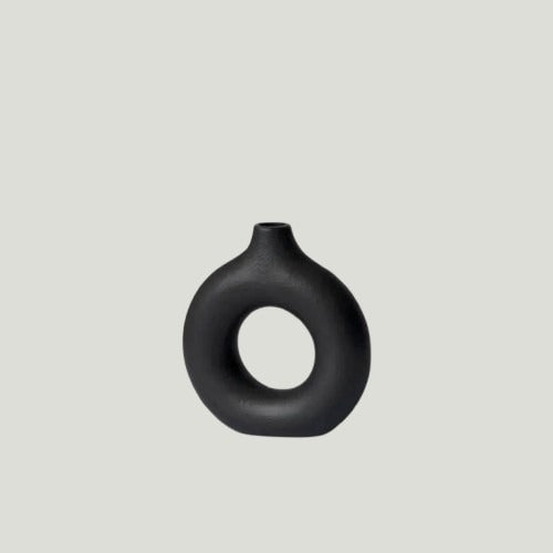 BLACK DONUT FLOWER VASE