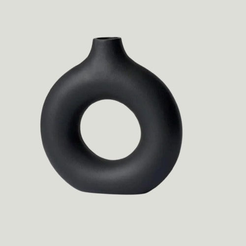 BLACK DONUT FLOWER VASE