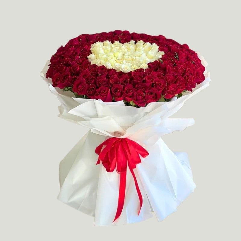 Luxury Bouquet Red & White Roses