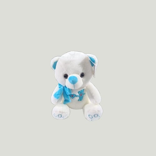 WHITE & BLUE TEDDY 30CM