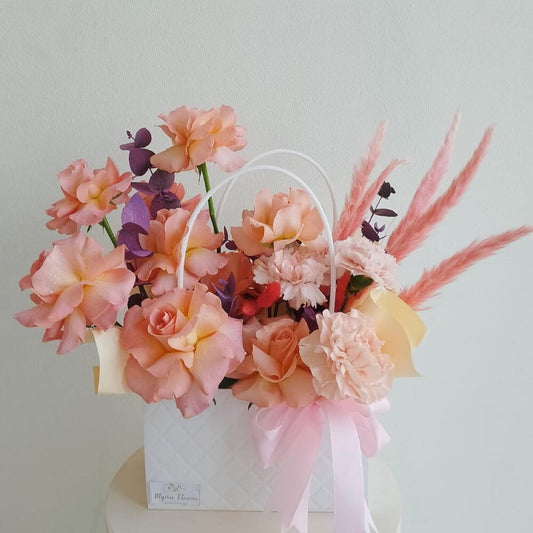 Peach Pink Floral Bag