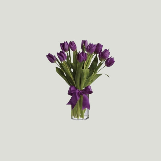 PURPLE TULIPS IN VASE