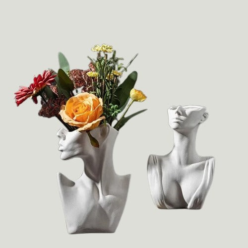 HOT MODERN DECORATIVE WOMEN FACE PORCELAIN FLOWER VASE