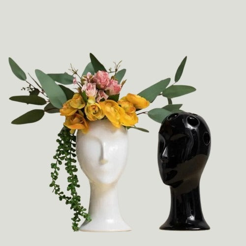 NORDIC HUMAN SHAPED FLOWER INSERT CERAMIC VASE