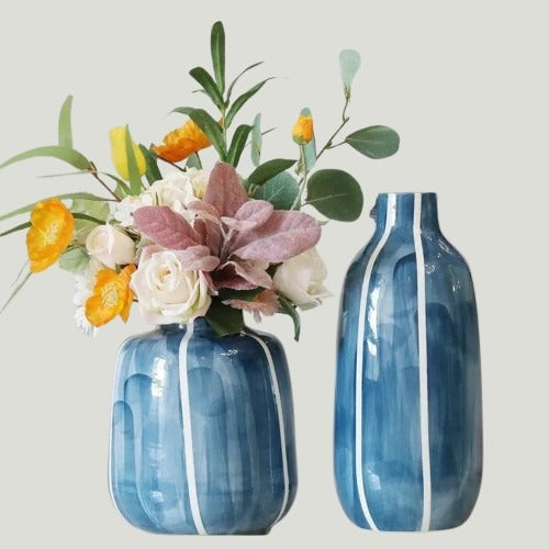 BLUE MODERN NORDIC HOME DECOR FLOWER CERAMIC VASES