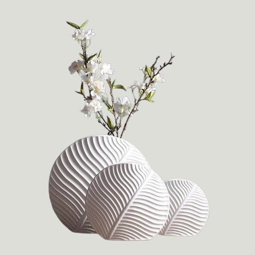 MODERN LEAF ROUND FLOWER VASE