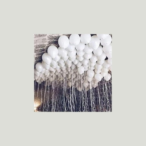 WHITE BALLOONS HELIUM 100 pcs