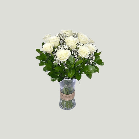 WHITE ROSES IN VASE