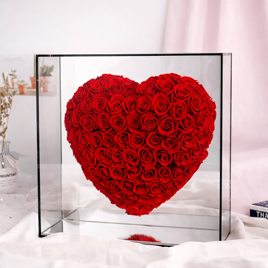 99 وردة حمراء على شكل قلب