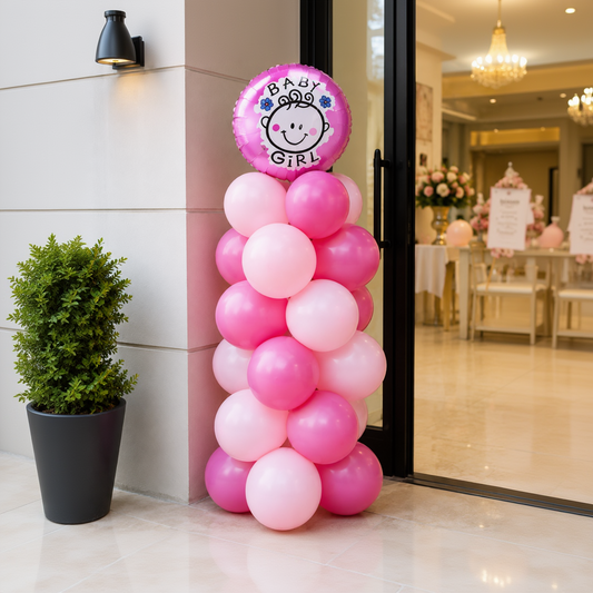 BABY GIRL BALLOON PILLAR