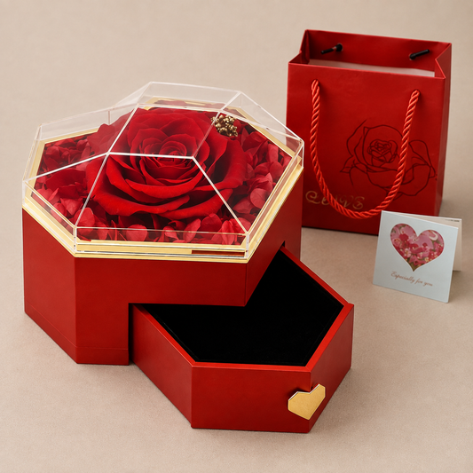 FOREVER ROSE in BOX with PENDANTa