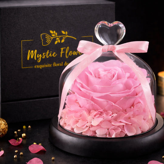 Pink Preserved Rose Glass Dome
