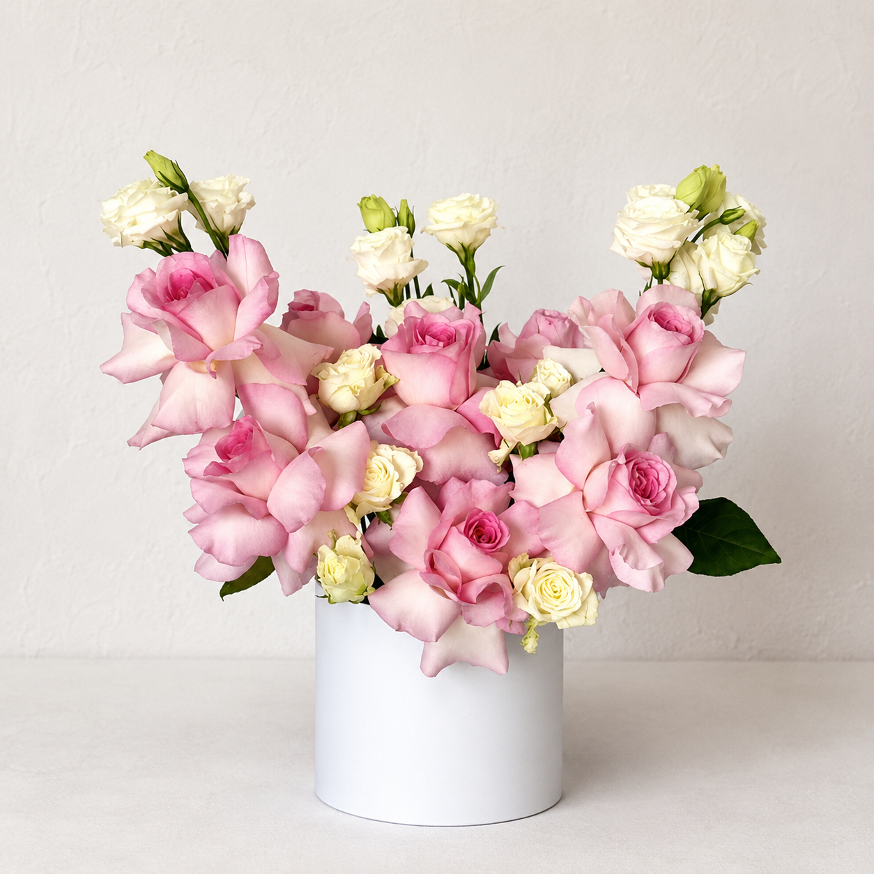 12 Pink Roses In Box