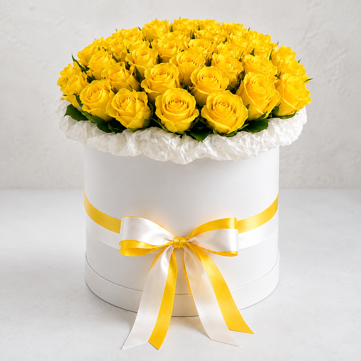35 yellow rose in a box