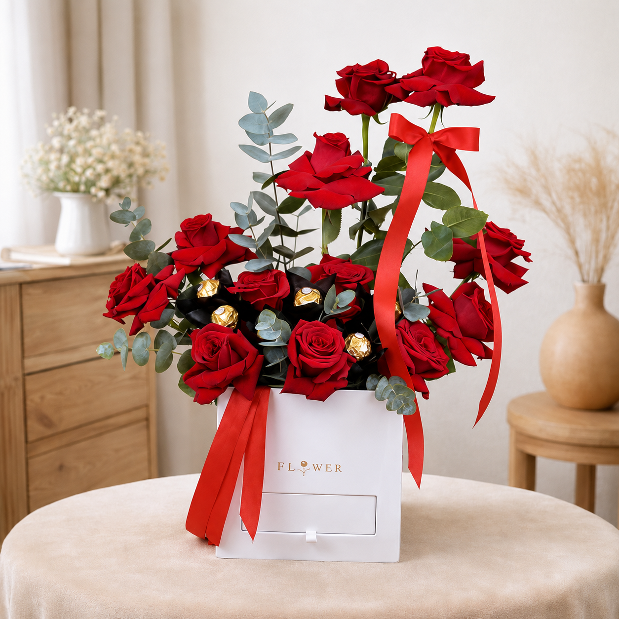 Red Roses & ferrero surpise box