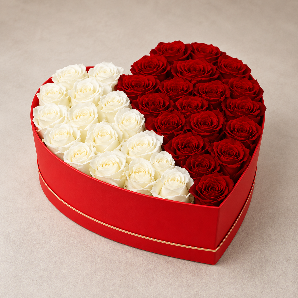 RED AND WHITE HEART BOX
