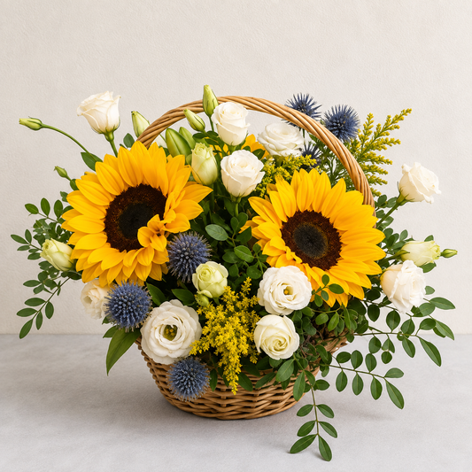 Roses And Sunflower Basket