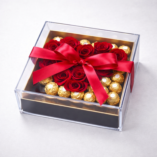 RED ROSE HEART WITH CHOCOLATE