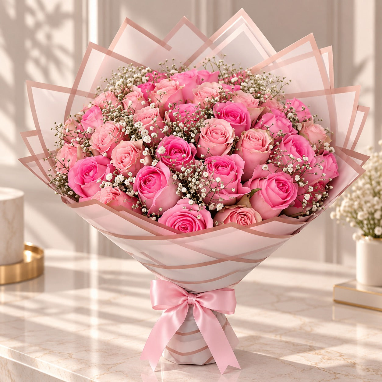 40 Pink Roses Bouquet