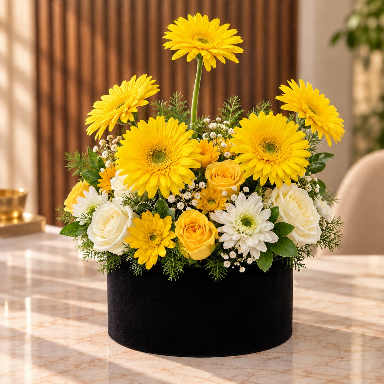 Yellow And White Flowers In Box