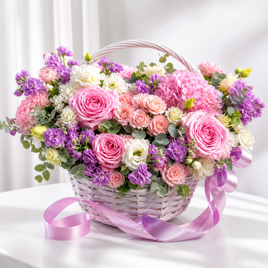 Mixed Flowers Premium Flower Basket Dubai