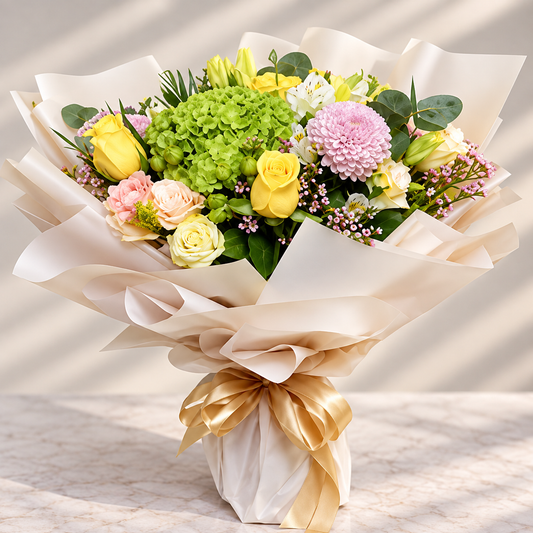 Green And Yellow Mixed Flower Bouquet
