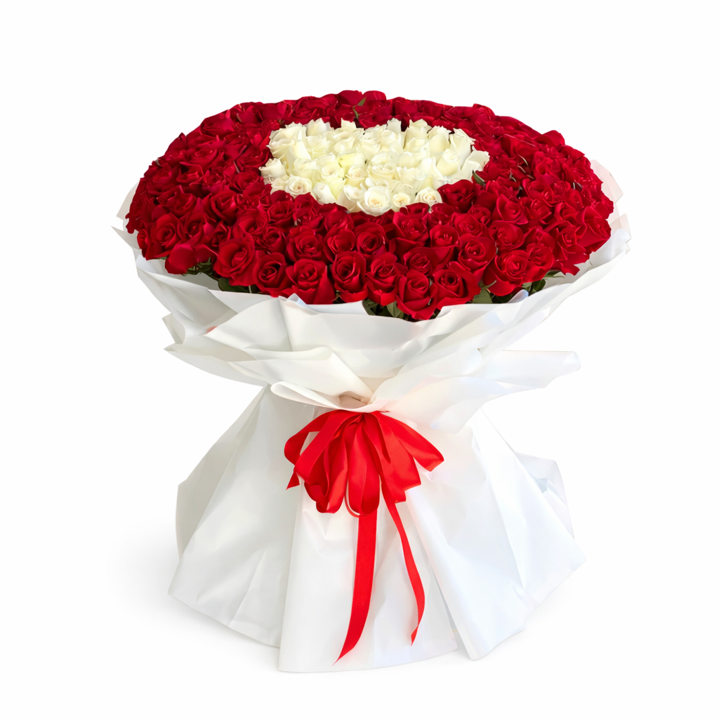 Luxury Bouquet Red & White Roses