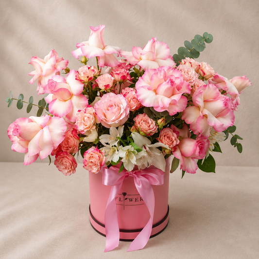 MIX PINK FLOWERS IN BOX