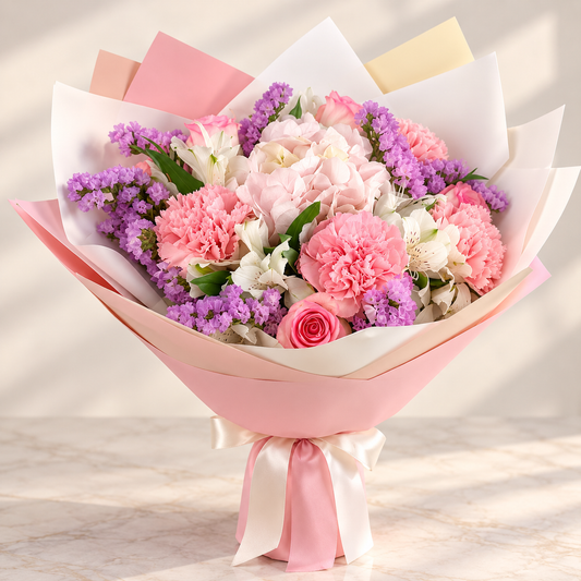 Soft Pink Mixed Flowers Bouquet