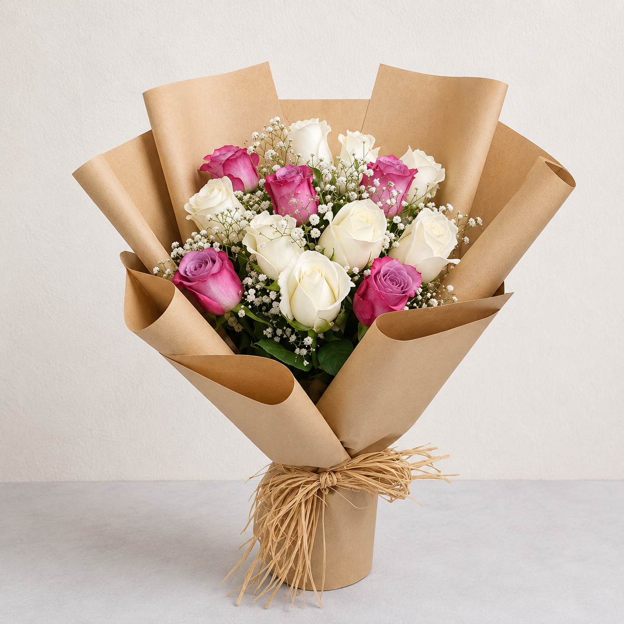 PURPLE WHITE MIX ROSE BOUQUET