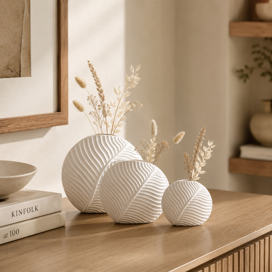 MODERN LEAF ROUND FLOWER VASE