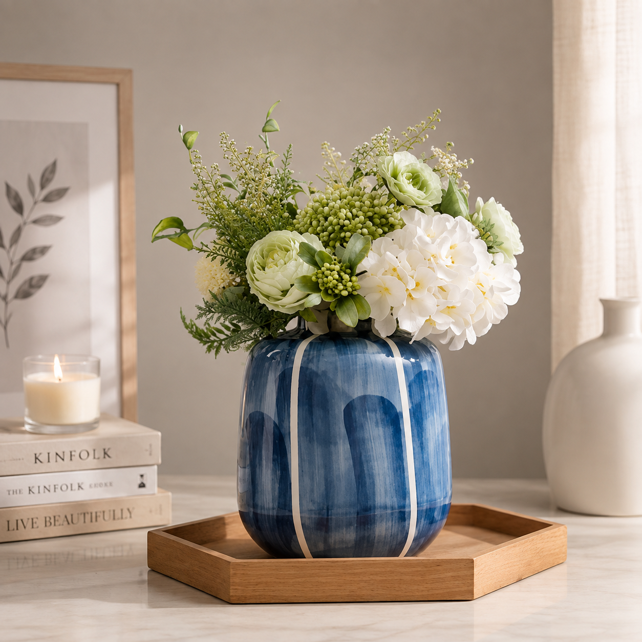 BLUE MODERN NORDIC HOME DECOR FLOWER CERAMIC VASES