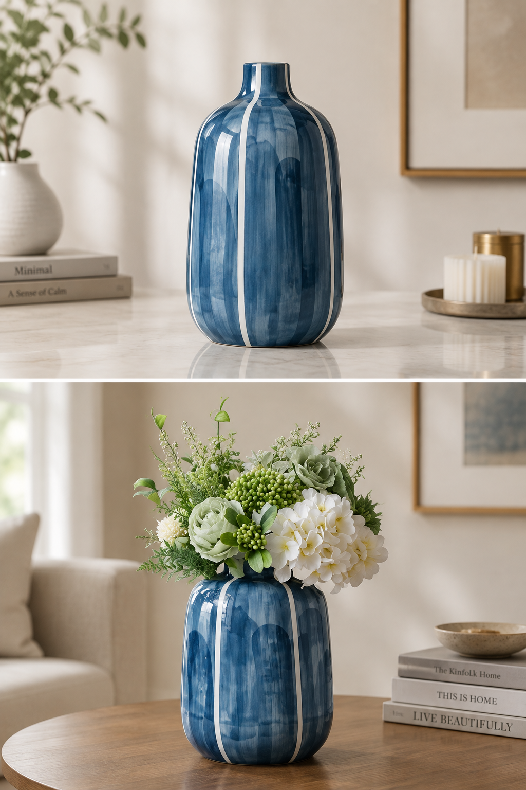 BLUE MODERN NORDIC HOME DECOR FLOWER CERAMIC VASES