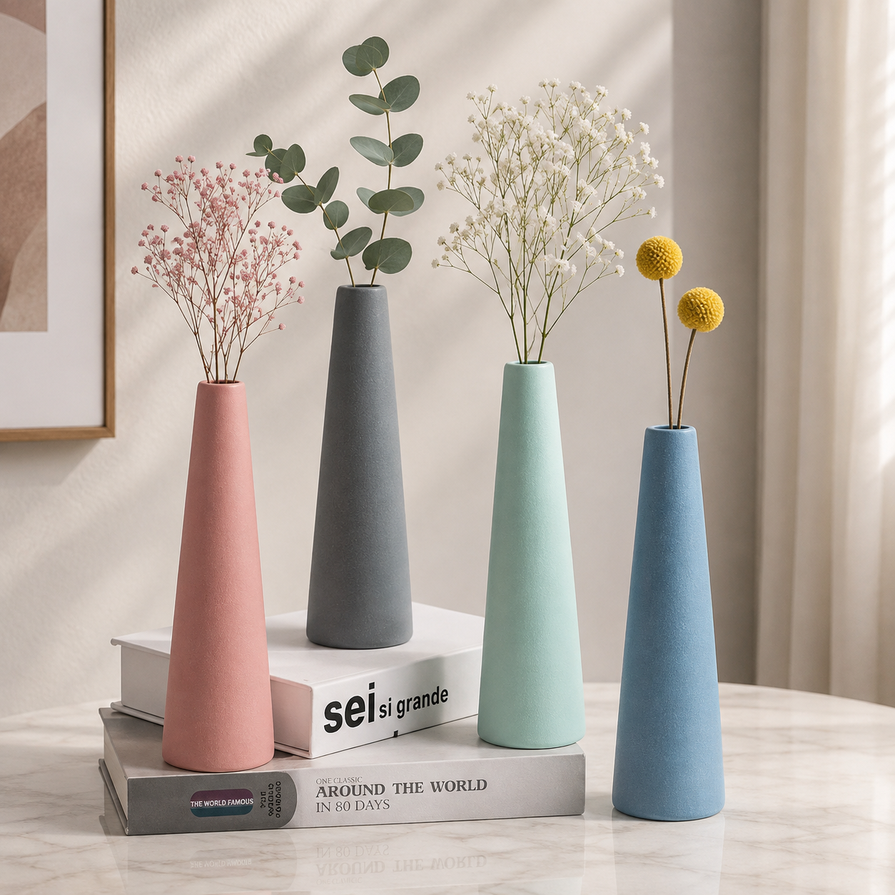 CONE SHAPE CERAMIC FACE COLORFUL LIVING ROOM VASE
