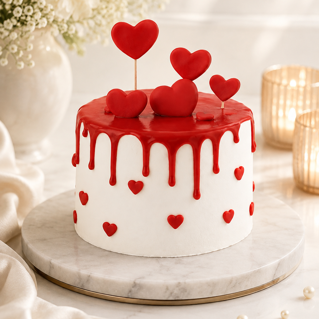 1 Kg White and Red Cake