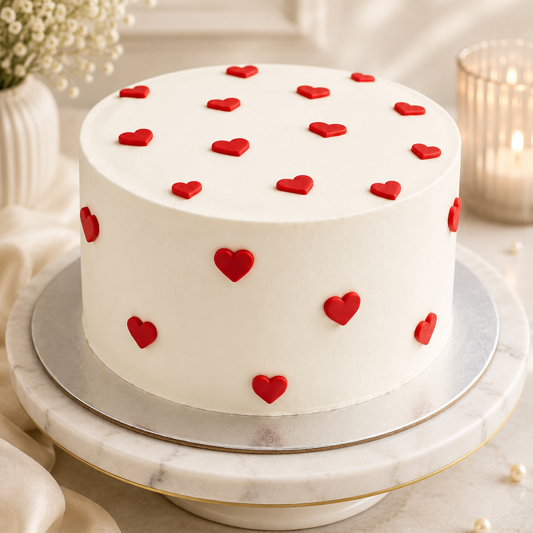1/2 Kg White Cakes with Hearts