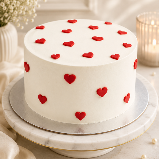 1/2 Kg White Cakes with Hearts